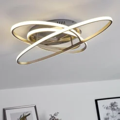 hofstein Plafonnier Krabi LED Nickel mat, 3 lumières, Télécommandes