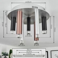 hofstein Plafonnier Krachang LED Aluminium, 1 lumière* Éclairage Led