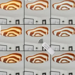 Lampes En Bois-hofstein Plafonnier Krieng LED Écru, Blanc, 1 lumière, Télécommandes