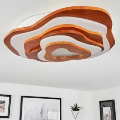 Lampes En Bois-hofstein Plafonnier Krieng LED Écru, Blanc, 1 lumière, Télécommandes