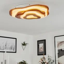 Lampes En Bois-hofstein Plafonnier Krieng LED Écru, Blanc, 1 lumière, Télécommandes