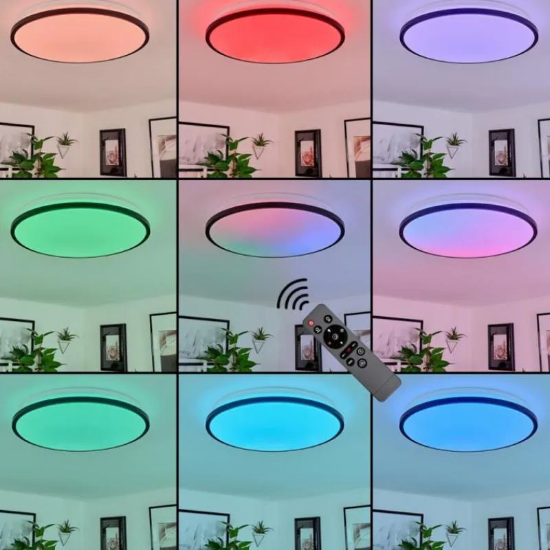 hofstein Plafonnier Kroch LED Blanc, 1 lumière, Télécommandes, Changeur de couleurs