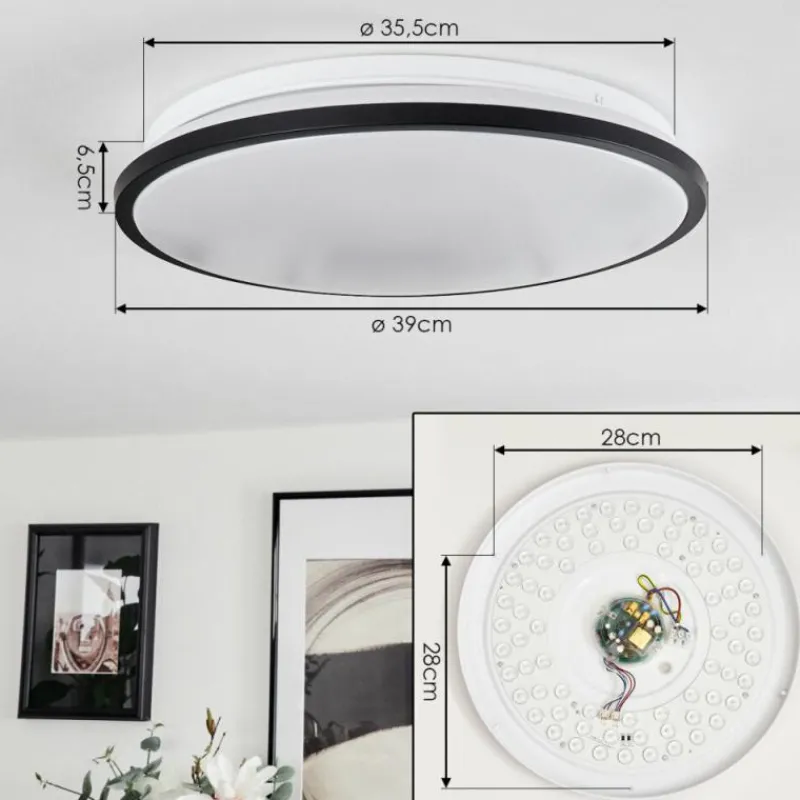 hofstein Plafonnier Kroch LED Blanc, 1 lumière, Télécommandes, Changeur de couleurs