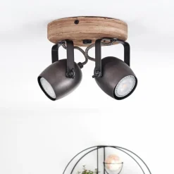 Luminaires Rustiques-hofstein Plafonnier Kuah Noir, 2 lumières
