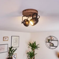 Luminaires Rustiques-hofstein Plafonnier Kuah Noir, 2 lumières