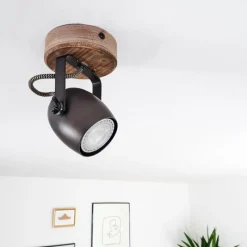 Luminaires Rustiques-hofstein Plafonnier Kuah Noir, 1 lumière