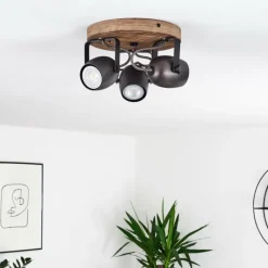 Luminaires Rustiques-hofstein Plafonnier Kuah Noir, 3 lumières