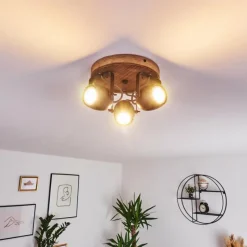 Luminaires Rustiques-hofstein Plafonnier Kuah Noir, 3 lumières