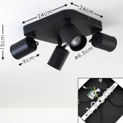 Lampes Vintages & Rétros-hofstein Plafonnier Kullaberg Noir, 4 lumières