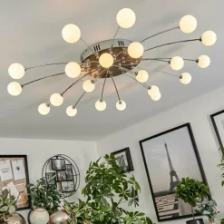 hofstein Plafonnier Lacosse LED Chrome, Nickel mat, 21 lumières