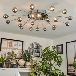 hofstein Plafonnier Lacosse LED Chrome, 21 lumières