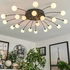 hofstein Plafonnier Lacosse LED Noir, 21 lumières