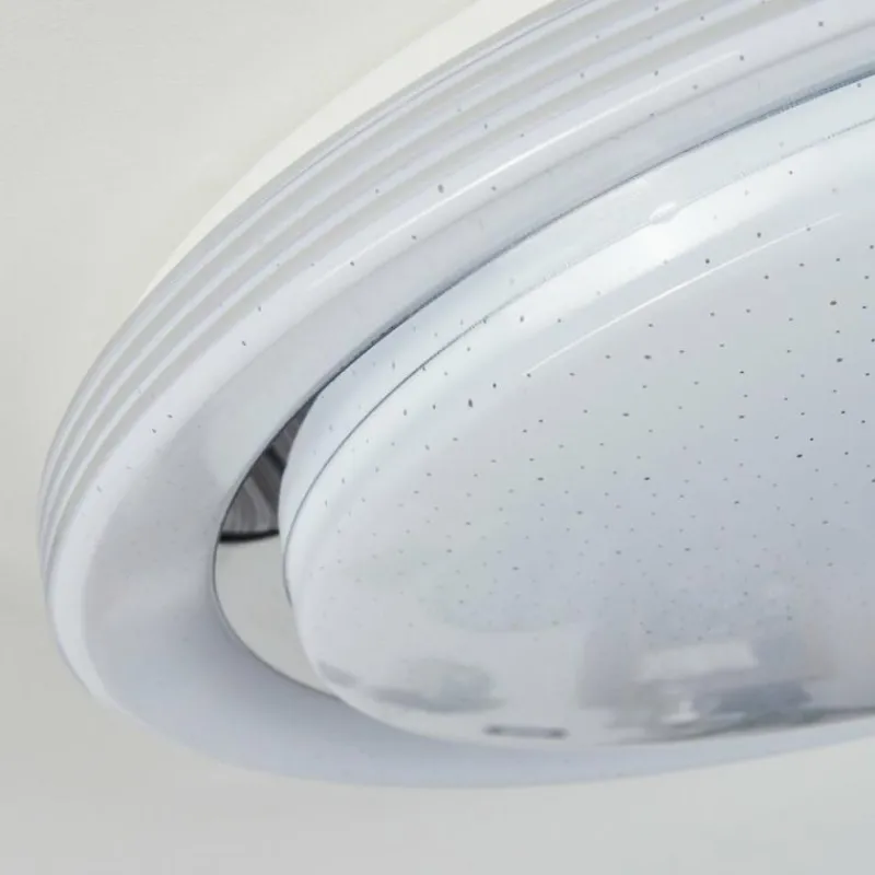 hofstein Plafonnier Laganadi LED Chrome, 1 lumière, Télécommandes, Changeur de couleurs