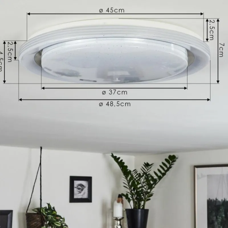 hofstein Plafonnier Laganadi LED Chrome, 1 lumière, Télécommandes, Changeur de couleurs