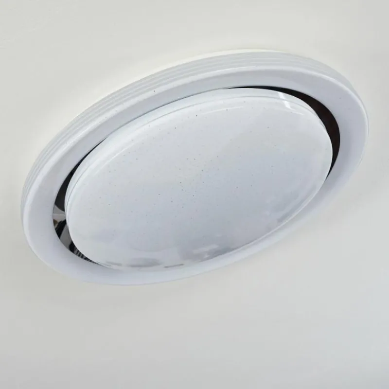 hofstein Plafonnier Laganadi LED Chrome, 1 lumière, Télécommandes, Changeur de couleurs