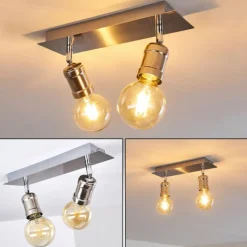 Lampes Vintages & Rétros-hofstein Plafonnier Lagunita Nickel mat, 2 lumières