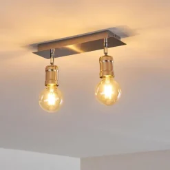 Lampes Vintages & Rétros-hofstein Plafonnier Lagunita Nickel mat, 2 lumières