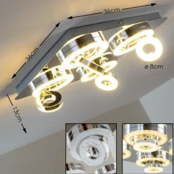 hofstein Plafonnier Lakeshore LED Chrome, 8 lumières