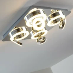 hofstein Plafonnier Lakeshore LED Chrome, 8 lumières