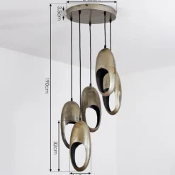 Lampes Industrielles-hofstein Plafonnier Lamington Argent Oxydé, 5 lumières