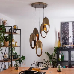 Lampes Industrielles-hofstein Plafonnier Lamington Argent Oxydé, 5 lumières