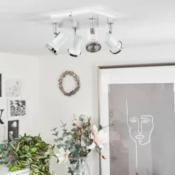 hofstein Plafonnier Lanrigan Chrome, Blanc, 4 lumières