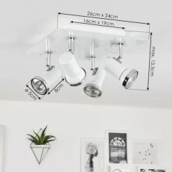 hofstein Plafonnier Lanrigan Chrome, Blanc, 4 lumières