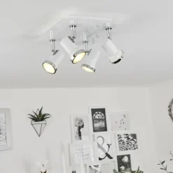 hofstein Plafonnier Lanrigan Chrome, Blanc, 4 lumières