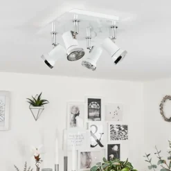 hofstein Plafonnier Lanrigan Chrome, Blanc, 4 lumières