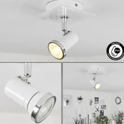 hofstein Plafonnier Lanrigan Chrome, Blanc, 1 lumière