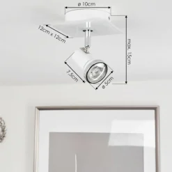 hofstein Plafonnier Lanrigan Chrome, Blanc, 1 lumière