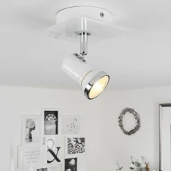 hofstein Plafonnier Lanrigan Chrome, Blanc, 1 lumière