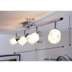 Luminaires Brilliant Plafonnier LED Brilliant Leuchten Chrome, Blanc, 4 lumières