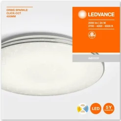 Luminaires Ledvance Plafonnier LEDVANCE ORBIS Argenté, 1 lumière, Changeur de couleurs* Éclairage Led