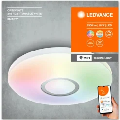 Luminaires Ledvance Plafonnier LEDVANCE ORBISKITE Blanc, 1 lumière, Changeur de couleurs