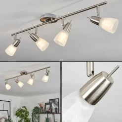 hofstein Plafonnier Lejsta Nickel mat, 4 lumières
