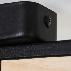 Lampes Industrielles-hofstein Plafonnier Lemou Bois clair, Noir, 3 lumières