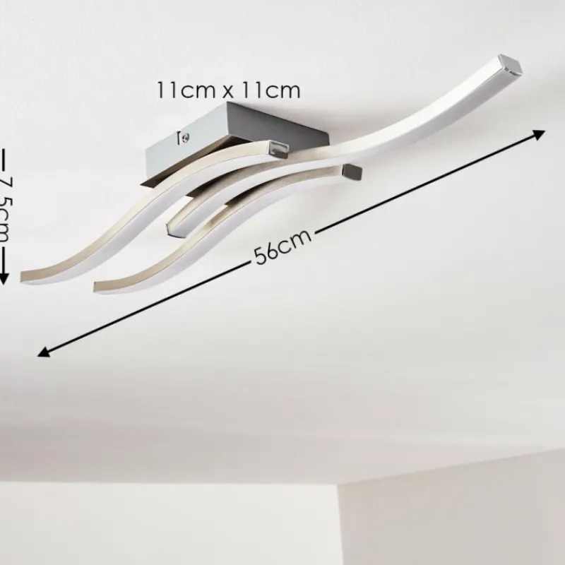 hofstein Plafonnier Letala LED Chrome, Nickel mat, 3 lumières* Éclairage Led
