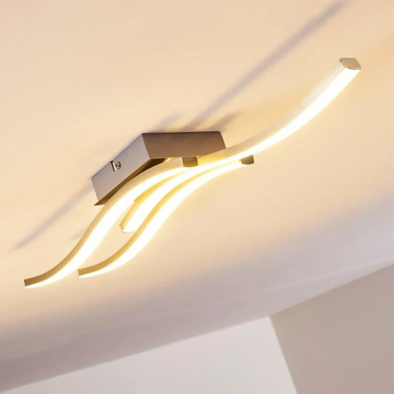 hofstein Plafonnier Letala LED Chrome, Nickel mat, 3 lumières* Éclairage Led