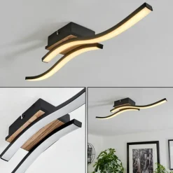 hofstein Plafonnier Letala LED Couleur bois, 2 lumières