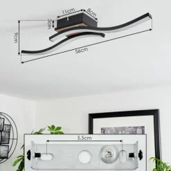 hofstein Plafonnier Letala LED Couleur bois, 2 lumières