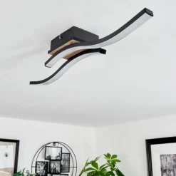 hofstein Plafonnier Letala LED Couleur bois, 2 lumières