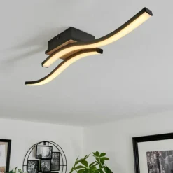 hofstein Plafonnier Letala LED Couleur bois, 2 lumières