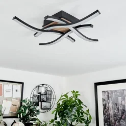 hofstein Plafonnier Letala LED Couleur bois, 4 lumières