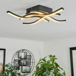 hofstein Plafonnier Letala LED Couleur bois, 4 lumières