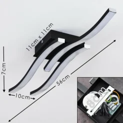 hofstein Plafonnier Letala LED Noir, 3 lumières