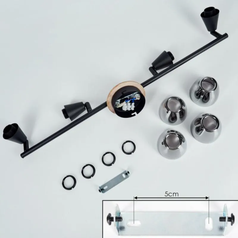 hofstein Plafonnier Leteque Couleur bois, Noir, 1 lumière