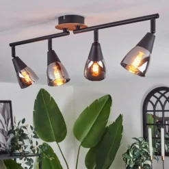 hofstein Plafonnier Leteque Couleur bois, Noir, 1 lumière