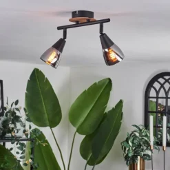 hofstein Plafonnier Leteque Écru, Noir, 2 lumières