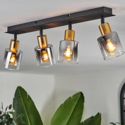 hofstein Plafonnier Leteque Noir, 4 lumières